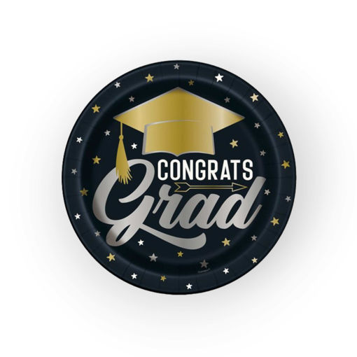 Picture of GRADUATION STARS&CAPS PAPER PLATES 23CM 8PK
